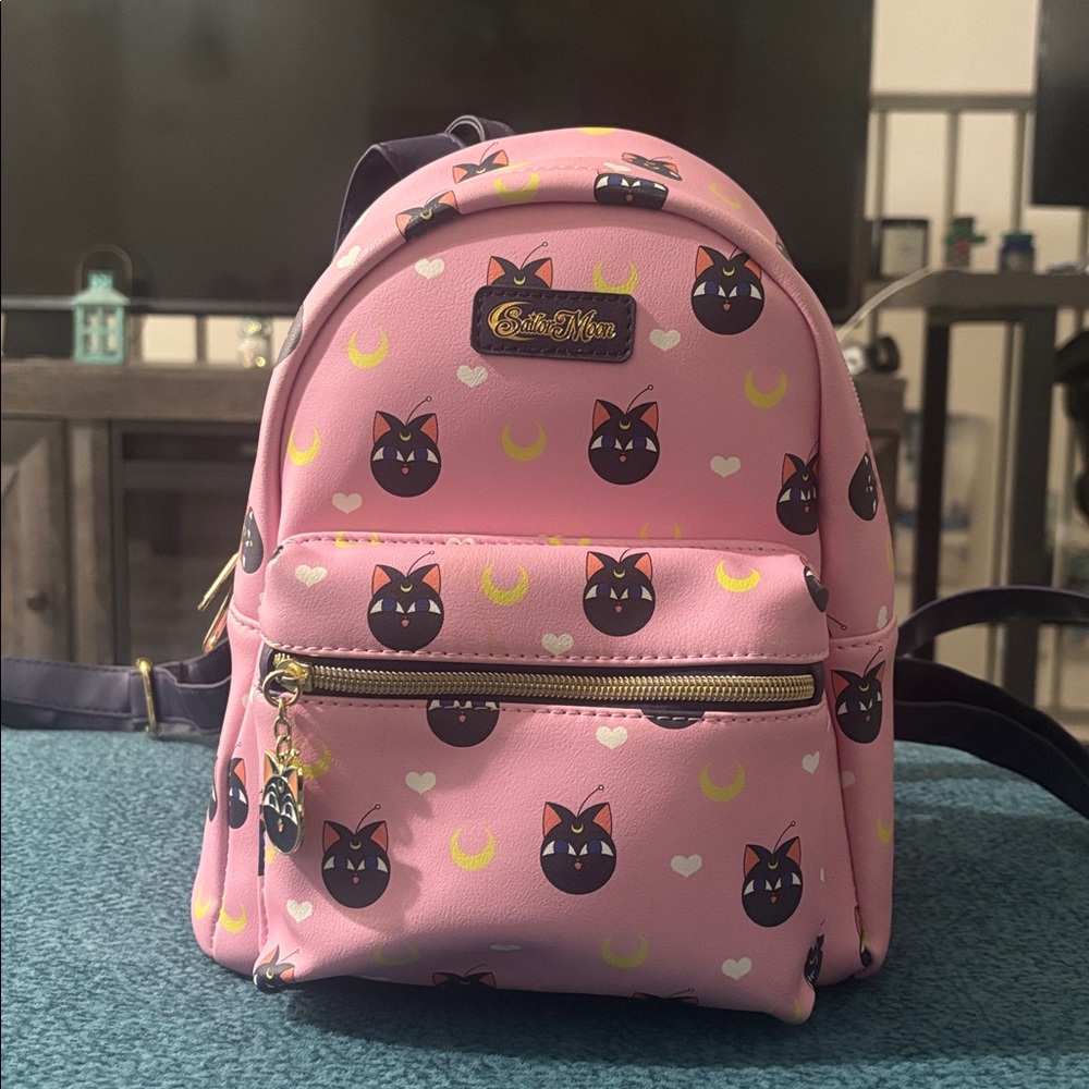 Pink Mini Backpack with Sailor Moon Print
